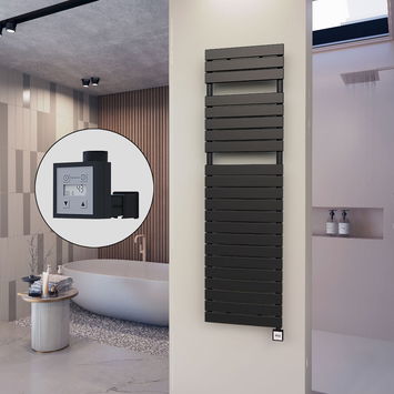  - 10H Electric Towel Warmer 500x1772 Matte Black Ktx3 1000 W