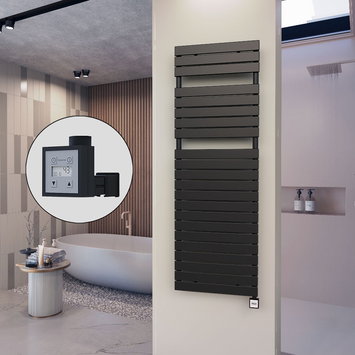 Radiva - 10H Electric Towel Warmer 600x1772 Matte Black Ktx3 1000 W