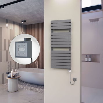  - 10H Sèche Serviettes Electrique 500x1180 Anthracite Ktx3 600 Watt Câble en spirale