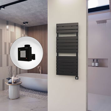  - 10H Sèche Serviettes Electrique 500x1180 Noir mat Ktx1 600 Watt