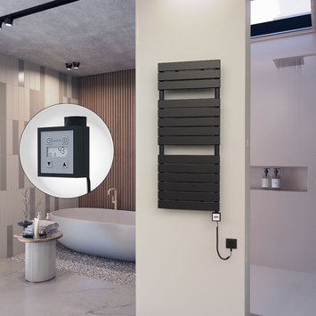 Radiva - 10H Electric Towel Warmer 500x1180 Matte Black Ktx3 600 W (Spiral Cable)