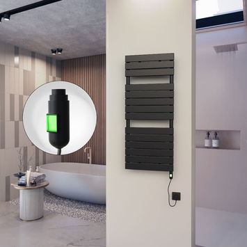  - 10H Sèche Serviettes Electrique 500x1180 Noir mat (On/Off) 600 W