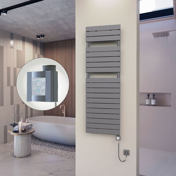  - 10H Sèche Serviettes Electrique 500x1550 Anthracite Ktx4 1000 Watt Câble en spirale