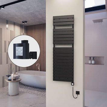 Radiva - 10H Electric Towel Warmer 500x1550 Matte Black Ktx4 600 W (Spiral Cable)