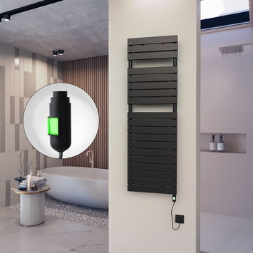 Radiva - 10H Electric Towel Warmer 500x1550 Matte Black (On/Off) 600 W