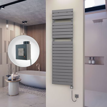  - 10H Sèche Serviettes Electrique 500x1772 Anthracite Ktx1 1000 Watt Câble en spirale