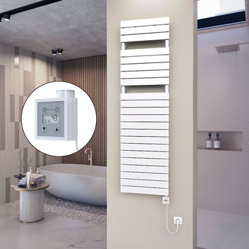  - 10H Sèche Serviettes Electrique 500x1772 Blanc Ktx3 1000 Watt Câble en spirale