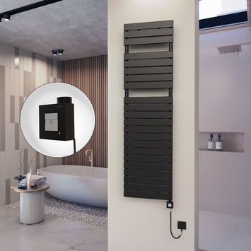  - 10H Elektrikli Havlupan 500x1772 Mat Siyah Ktx1 1000 Watt Spiral Kablolu