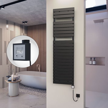 Radiva - 10H Electric Towel Warmer 500x1772 Matte Black Ktx3 1000 W (Spiral Cable)