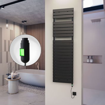  - 10H Elektrikli Havlupan 500x1772 Mat Siyah (On/Off Düğmeli) 900 W