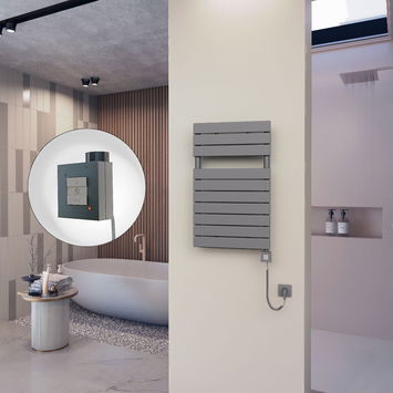 - 10H Sèche Serviettes Electrique 500x810 Anthracite Ktx1 600 Watt Câble en spirale  - 10H Sèche Serviettes Electrique 500x810 Anthracite Ktx1 600 Watt Câble en spirale