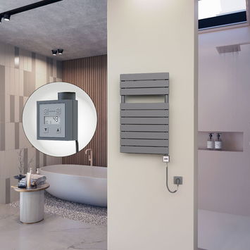 - 10H Sèche Serviettes Electrique 500x810 Anthracite Ktx3 600 Watt Câble en spirale  - 10H Sèche Serviettes Electrique 500x810 Anthracite Ktx3 600 Watt Câble en spirale