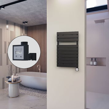 - 10H Elektrikli Havlupan 500x810 Mat Siyah Ktx3 600 Watt  - 10H Elektrikli Havlupan 500x810 Mat Siyah Ktx3 600 Watt