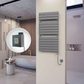  - 10H Sèche Serviettes Electrique 600x1180 Anthracite Ktx1 600 Watt Câble en spirale