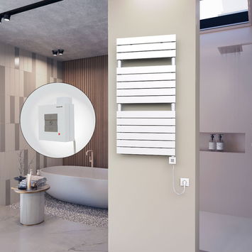  - 10H Sèche Serviettes Electrique 600x1180 Blanc Ktx1 600 Watt Câble en spirale