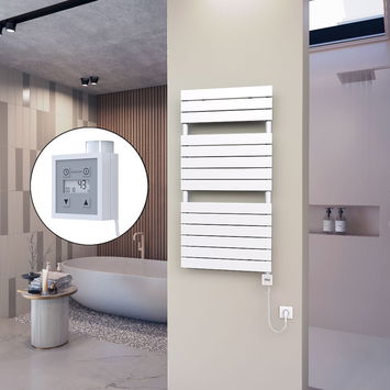  - 10H Sèche Serviettes Electrique 600x1180 Blanc Ktx3 600 Watt Câble en spirale