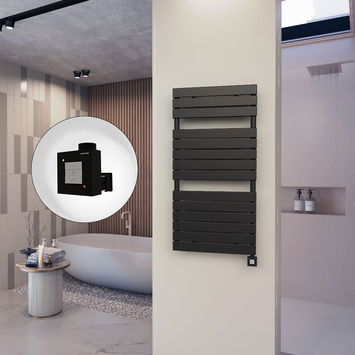  - 10H Sèche Serviettes Electrique 600x1180 Noir mat Ktx1 600 Watt