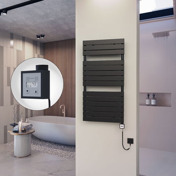 Radiva - 10H Sèche Serviettes Electrique 600x1180 Noir mat Ktx3 600 Watt Câble en spirale