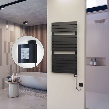  - 10H Elektrikli Havlupan 600x1180 Mat Siyah Ktx4 600 Watt Spiral Kablolu