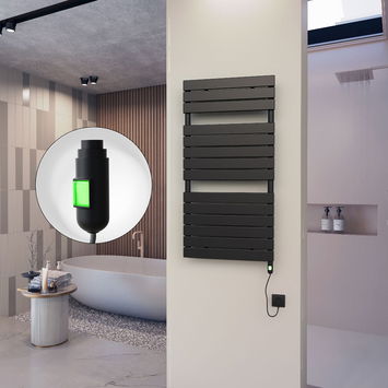  - 10H Sèche Serviettes Electrique 600x1180 Noir mat (On/Off) 600 W