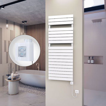 Radiva - 10H Sèche Serviettes Electrique 600x1550 Blanc Ktx4 1000 Watt Câble en spirale