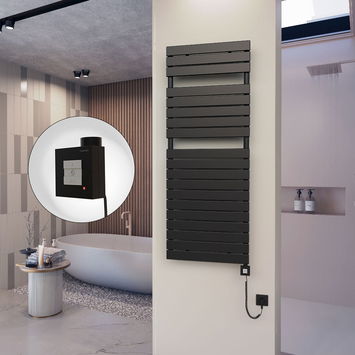  - 10H Elektrikli Havlupan 600x1550 Mat Siyah Ktx1 1000 Watt Spiral Kablolu