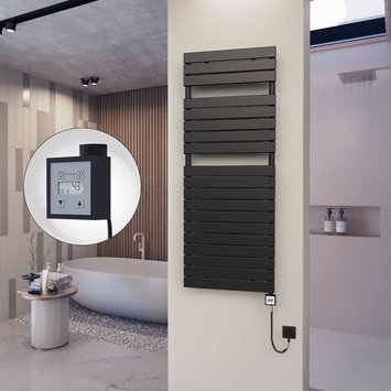 Radiva - 10H Elektrikli Havlupan 600x1550 Mat Siyah Ktx3 1000 Watt Spiral Kablolu