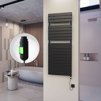  - 10H Elektrikli Havlupan 600x1550 Mat Siyah (On/Off Düğmeli) 900 W