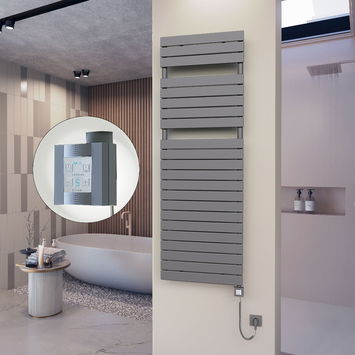  - 10H Sèche Serviettes Electrique 600x1772 Anthracite Ktx4 1000 Watt Câble en spirale