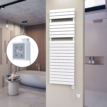  - 10H Sèche Serviettes Electrique 600x1772 Blanc Ktx3 1000 Watt Câble en spirale