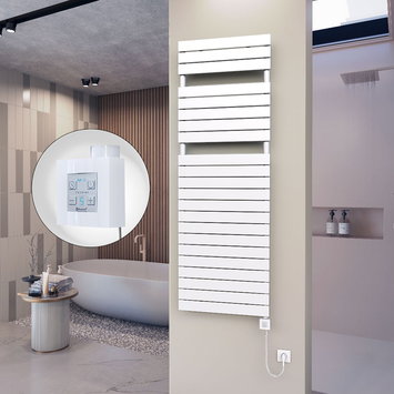 Radiva - 10H Sèche Serviettes Electrique 600x1772 Blanc Ktx4 1000 Watt Câble en spirale