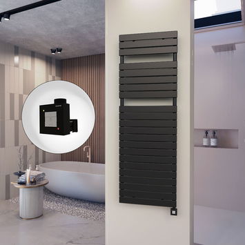 - 10H Electric Towel Warmer 600x1772 Matte Black Ktx1 1000 W