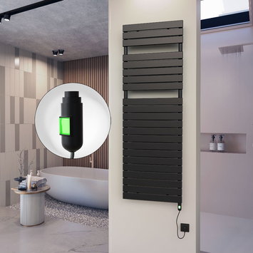 Radiva - 10H Electric Towel Warmer 600x1772 Matte Black (On/Off) 900 W