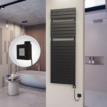 Radiva - 10H Elektrikli Havlupan 600x1772 Siyah (KTX1 Termostat) 1000W Spiral Kablolu