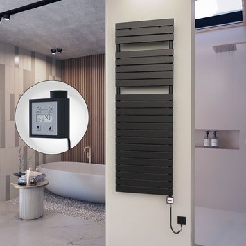 Radiva - 10H Elektrikli Havlupan 600x1772 Siyah (KTX3 Termostat) 1000W Spiral Kablolu