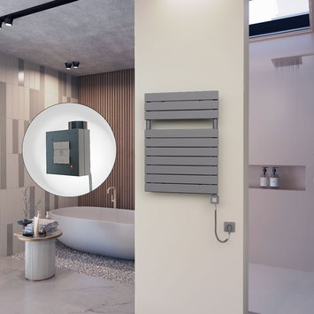 Radiva - 10H Electric Towel Warmer 600x810 Anthracite Ktx1 300 W (Spiral Cable)