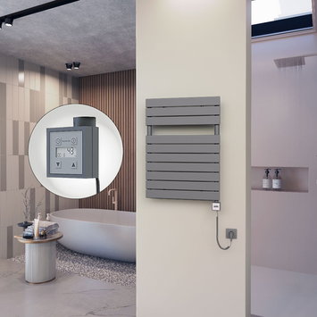 Radiva - 10H Elektrikli Havlupan 600x810 Antrasit (KTX3 Termostat) 600W Spiral Kablolu