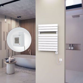  - 10H Sèche Serviettes Electrique 600x810 Blanc Ktx1 600 Watt Câble en spirale