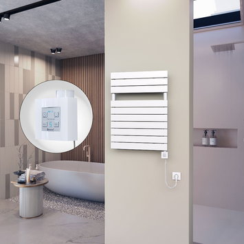 Radiva - 10H Sèche Serviettes Electrique 600x810 Blanc Ktx4 600 Watt Câble en spirale