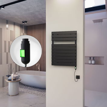  - 10H Sèche Serviettes Electrique 600x810 Noir mat (On/Off) 600 Watt