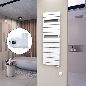  - 10H Sèche Serviettes Electrique 500x1550 Blanc (Thermostat Thesis) 900 W