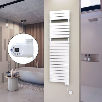 Radiva - 10H Sèche Serviettes Electrique 500x1772 Blanc (Thermostat Thesis) 900 W