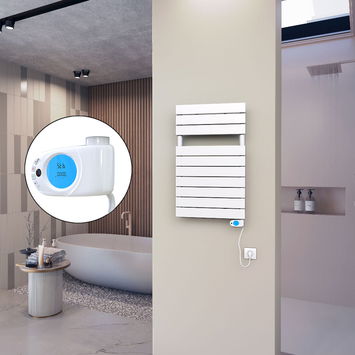 - 10H Sèche Serviettes Electrique 500x810 Blanc (Thermostat Musa) 600 Watt  - 10H Sèche Serviettes Electrique 500x810 Blanc (Thermostat Musa) 600 Watt