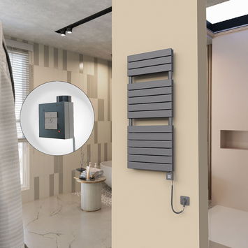  - 20H Sèche Serviettes Electrique 500x1180 Anthracite Ktx1 1000 Watt Câble en spirale