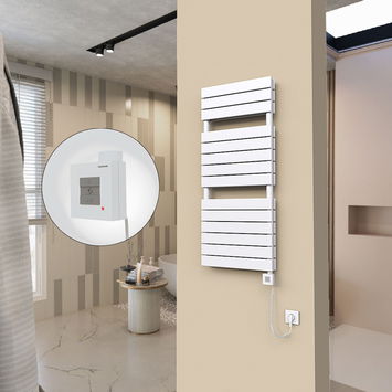  - 20H Sèche Serviettes Electrique 500x1180 Blanc Ktx1 1000 Watt Câble en spirale