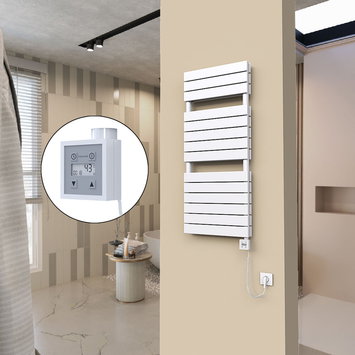 Radiva - 20H Sèche Serviettes Electrique 500x1180 Blanc Ktx3 1000 Watt Câble en spirale
