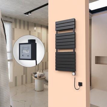 Radiva - 20H Electric Towel Warmer 500x1180 Matte Black Ktx3 600 W (Spiral Cable)