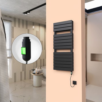 Radiva - 20H Sèche Serviettes Electrique 500x1180 Noir mat (On/Off) 900 W