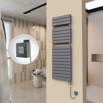 Radiva - 20H Sèche Serviettes Electrique 500x1550 Anthracite Ktx1 1000 Watt Câble en spirale