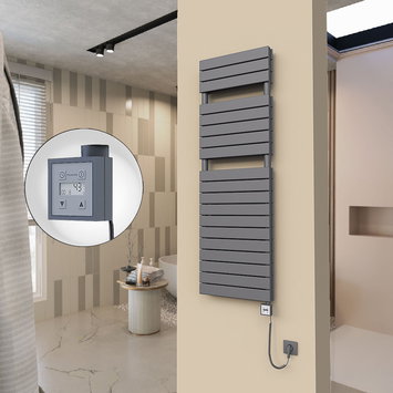 Radiva - 20H Sèche Serviettes Electrique 500x1550 Anthracite Ktx3 1000 Watt Câble en spirale